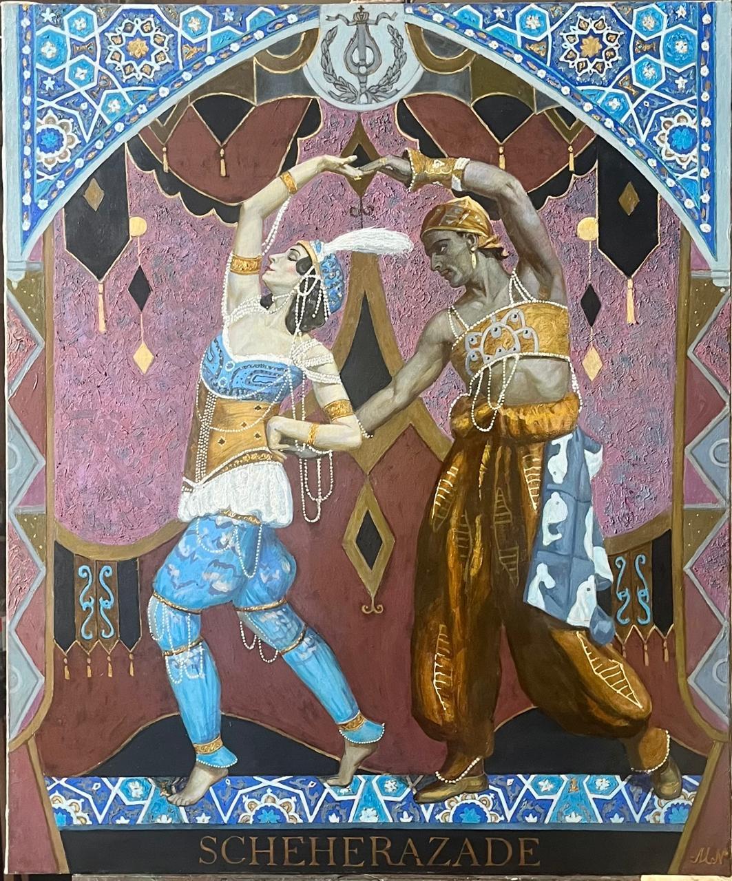 Ballet Scheherazade M. Fokine V. Fokina. Original modern art painting
