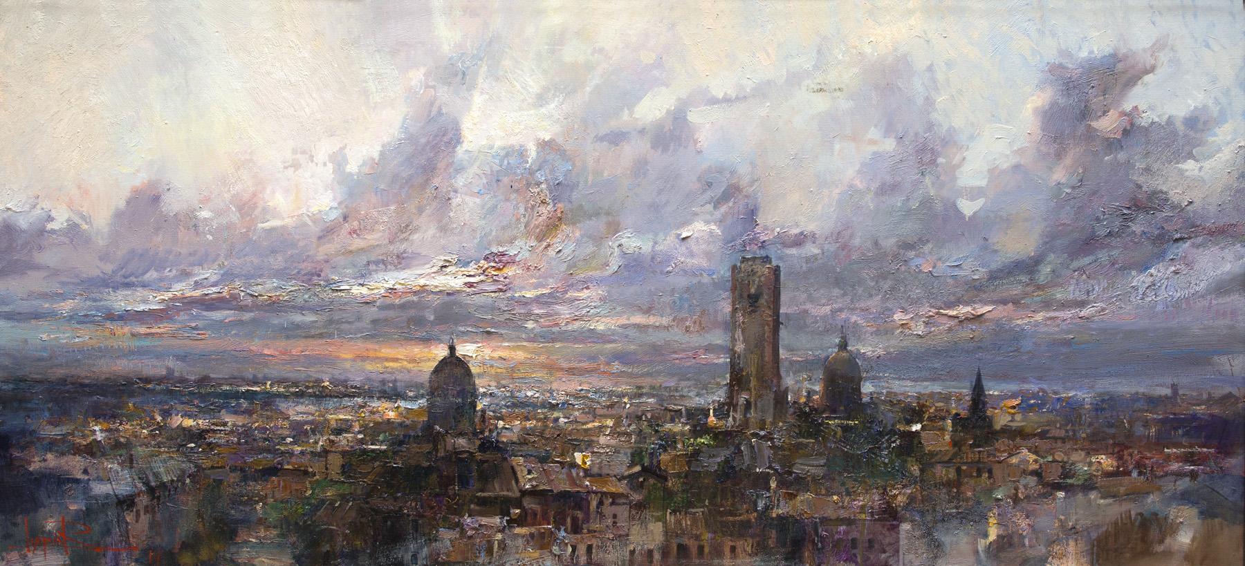 Трамонто в Ферраре. Original modern art painting