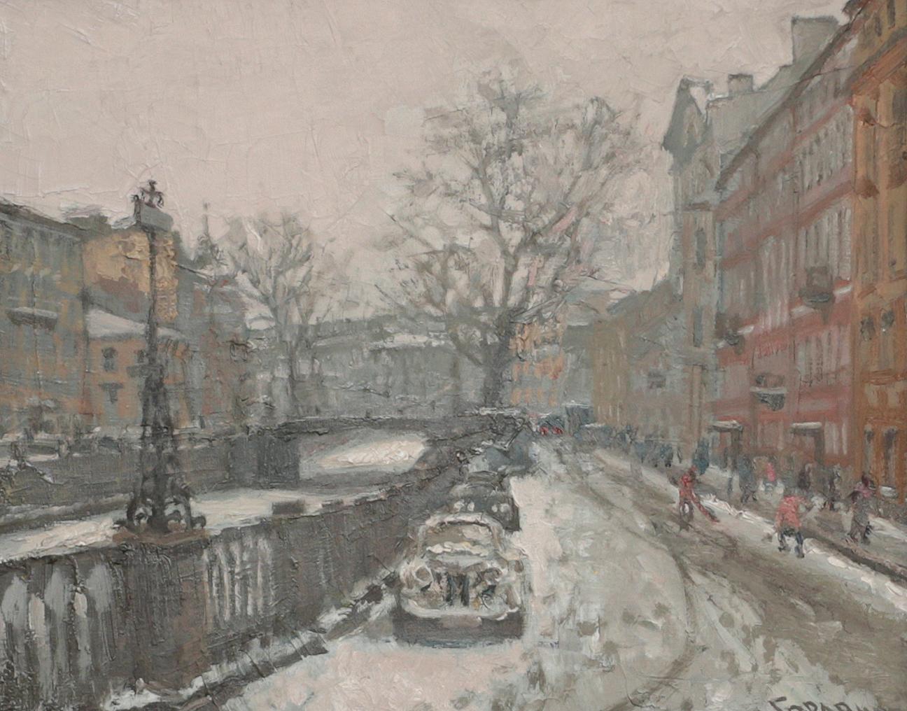 Winter in Saint-Petersburg. Original modern art painting