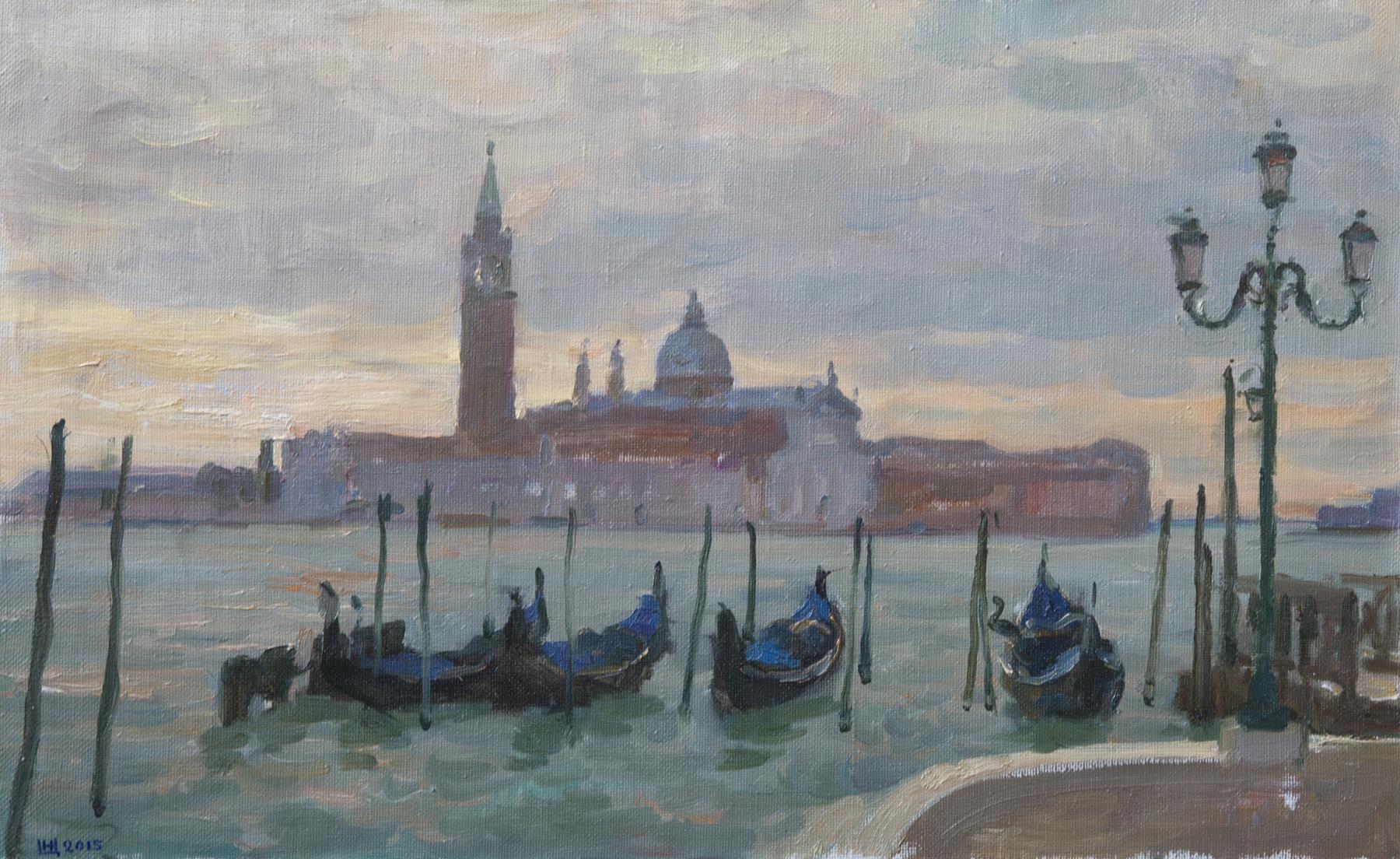 Gondolas. Original modern art painting