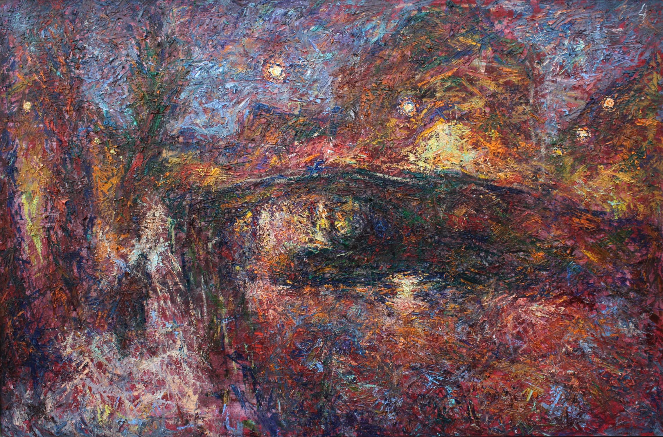 Night on the canal Griboedova. Original modern art painting