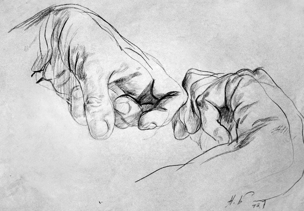 Hands. Original modern art painting