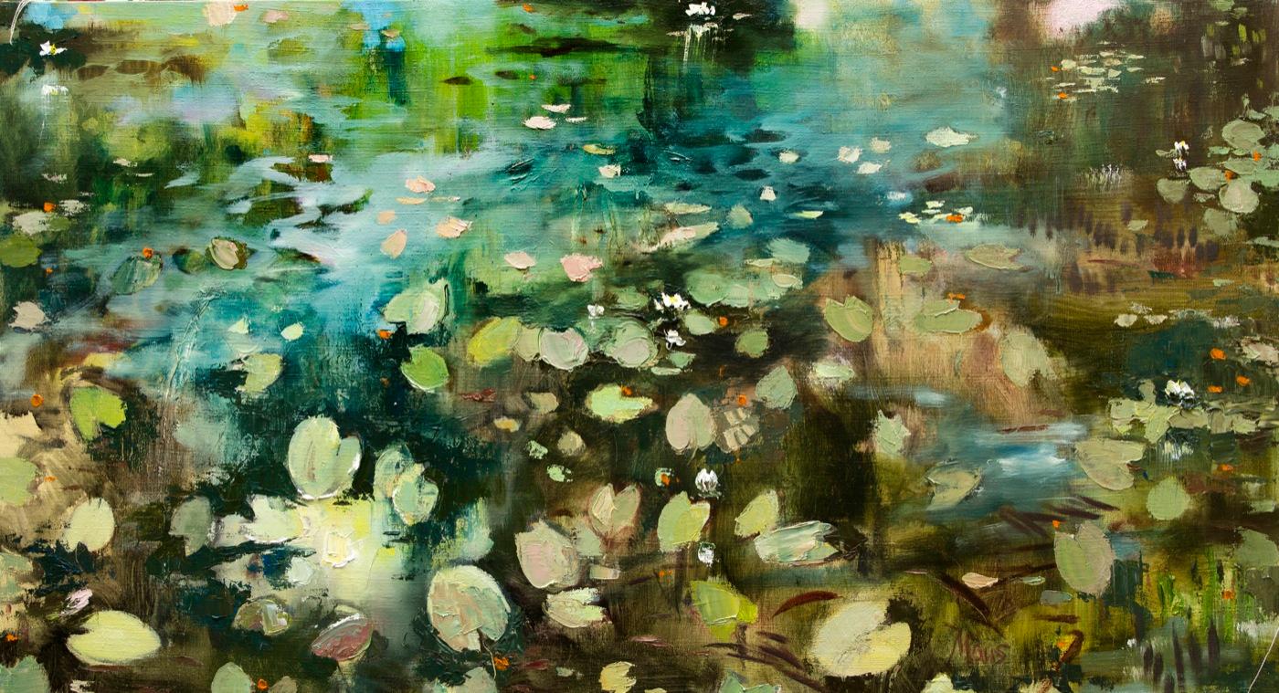 Water lilies . Original modern art painting