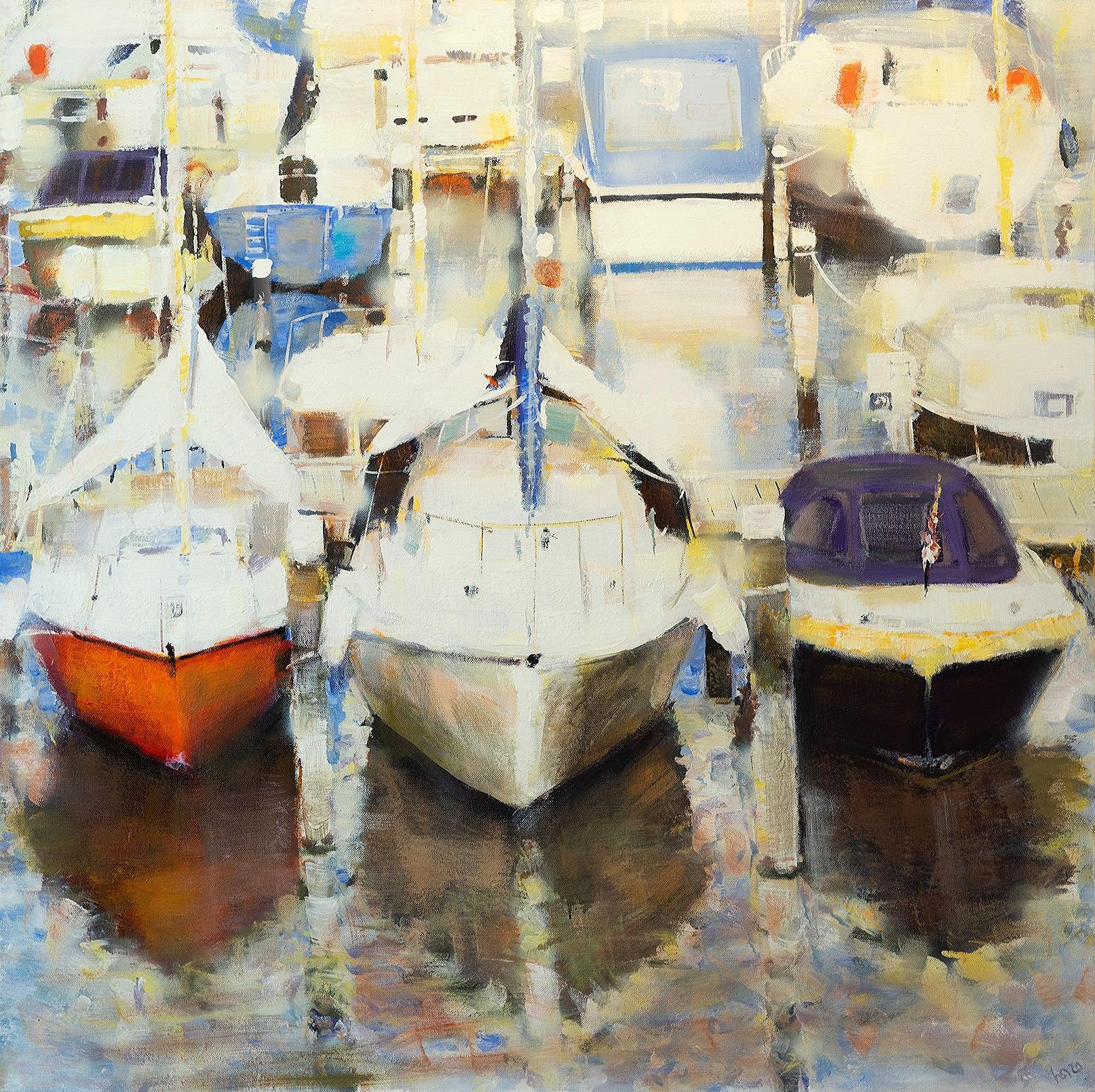 Yachts. Original modern art painting