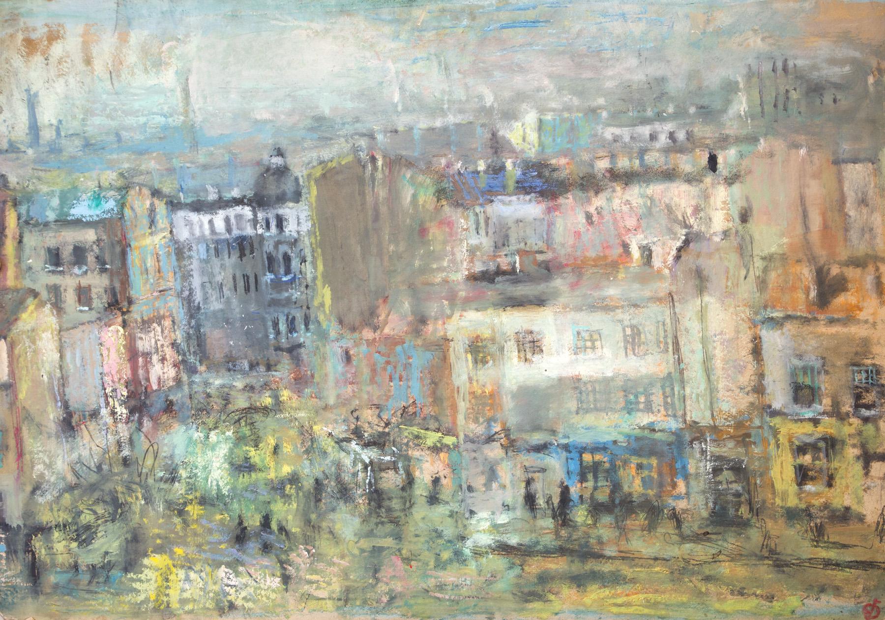 A city. Original modern art painting