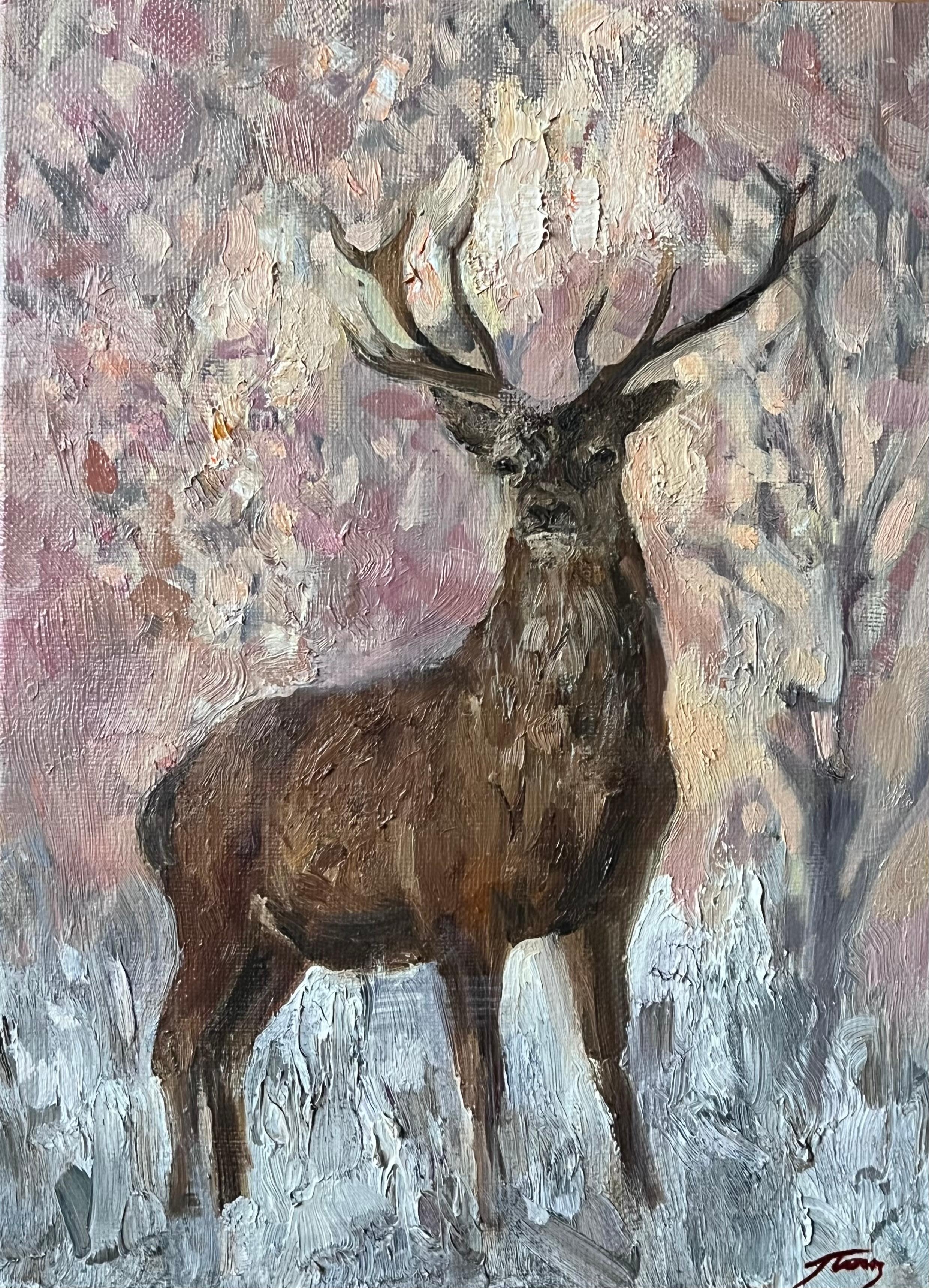 A Reindeer. Original modern art painting