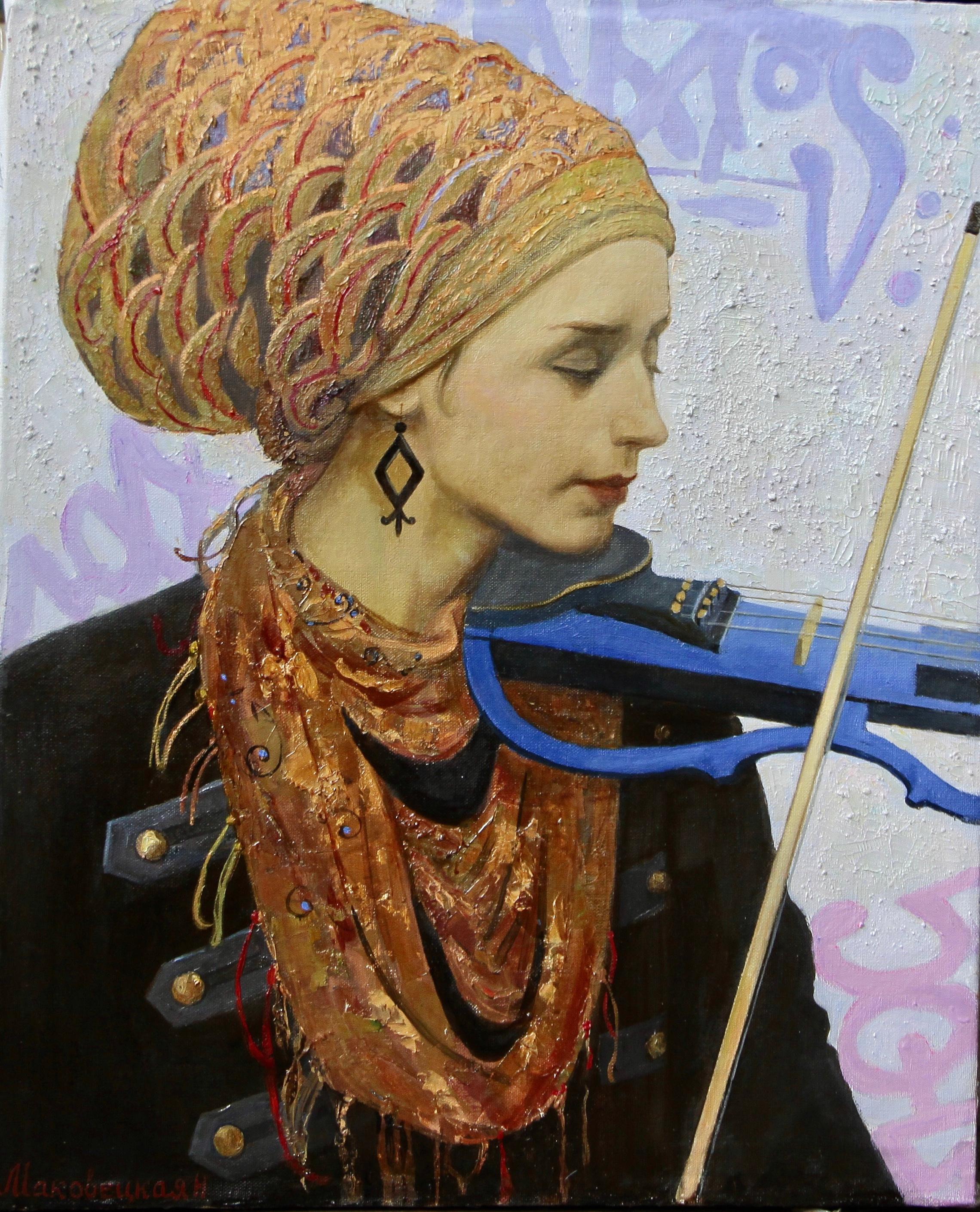 Violinist . Original modern art painting