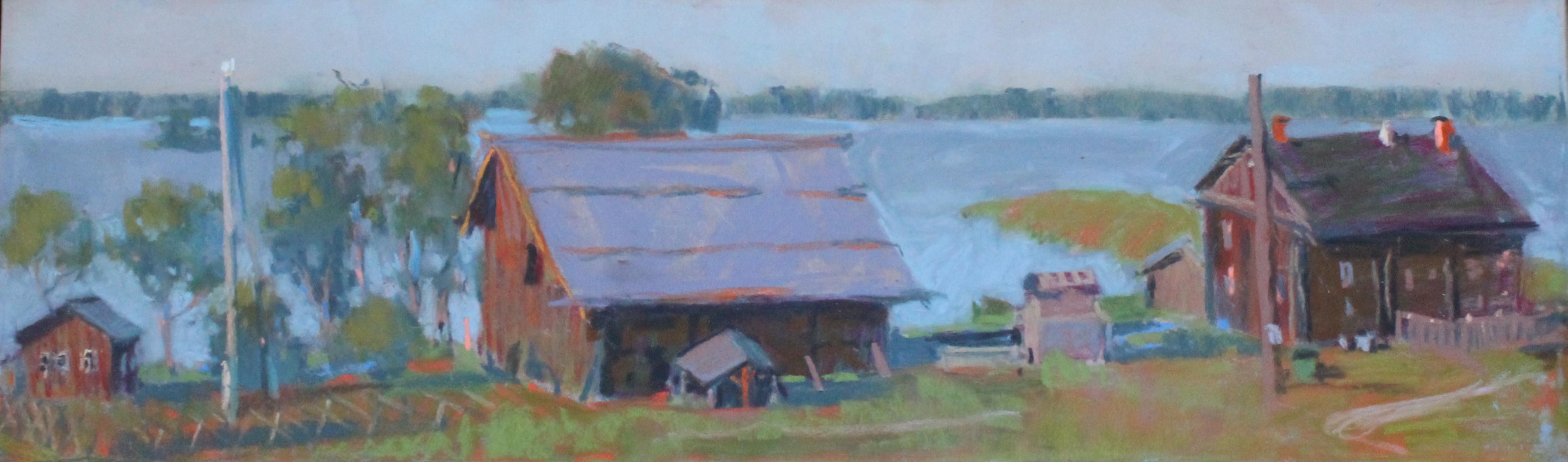 Kizhi Island. Yamki village. Original modern art painting