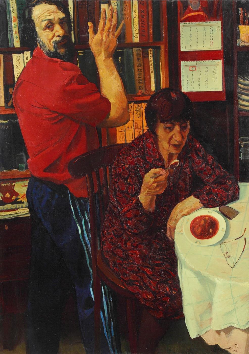 "晚餐". Original modern art painting