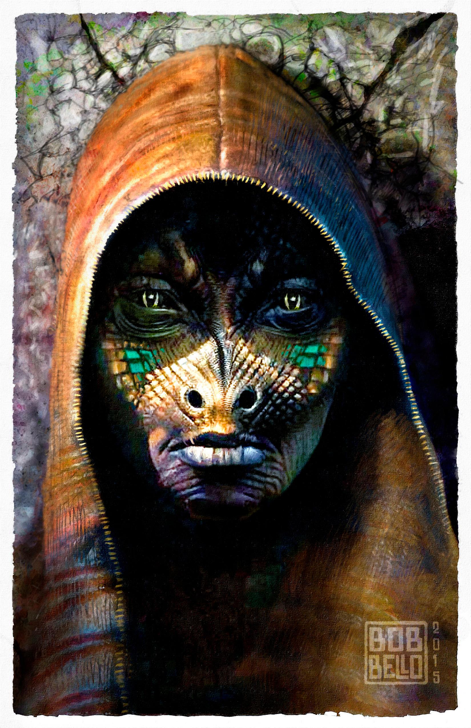 Skra, Alien Priestess. Original modern art painting