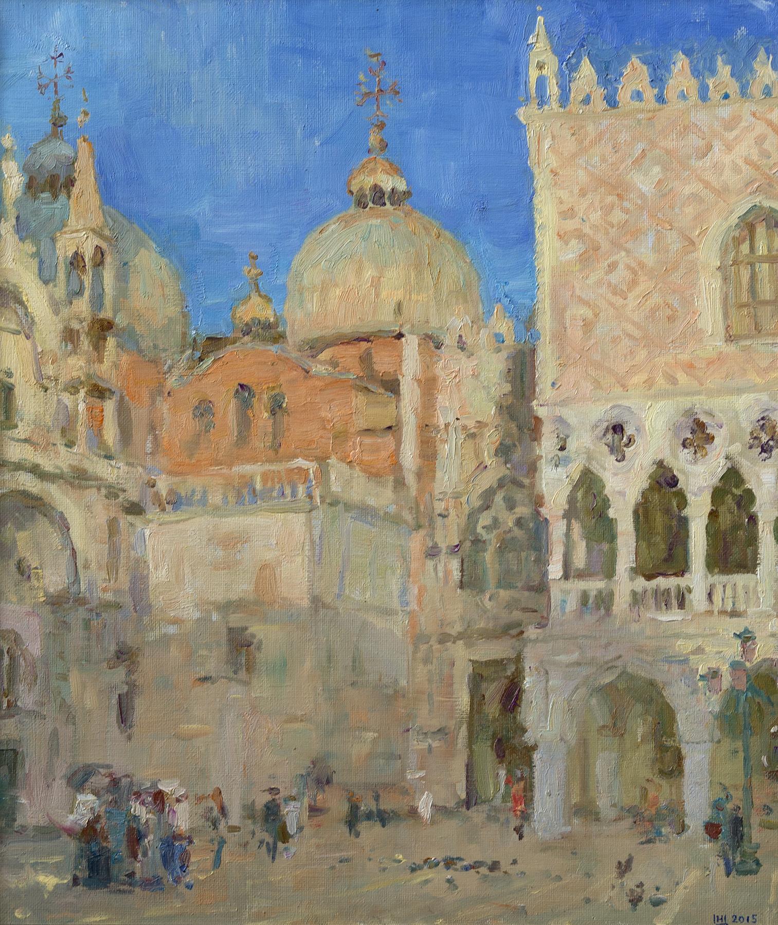 San Marco and the Doge's Palace. Original modern art painting