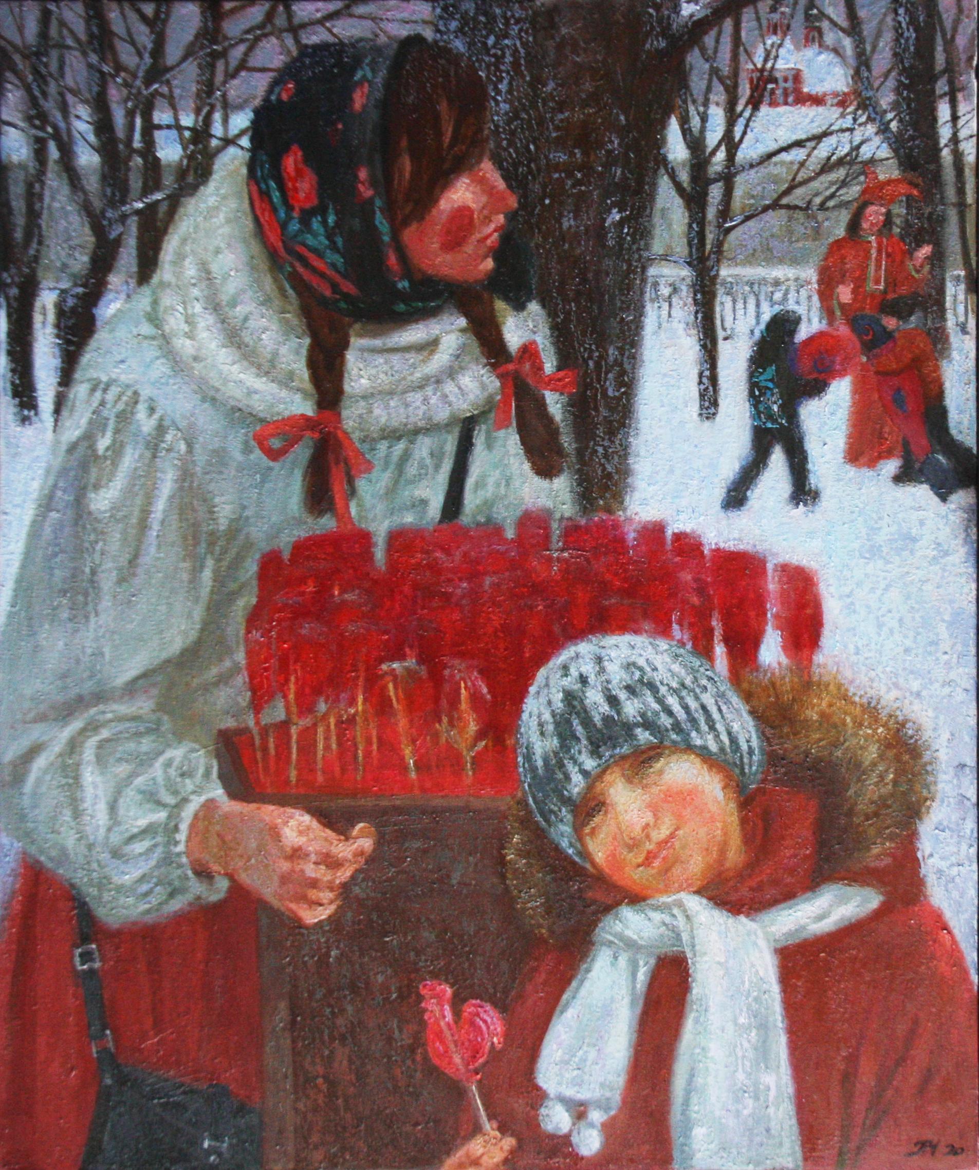 Петушки. Original modern art painting