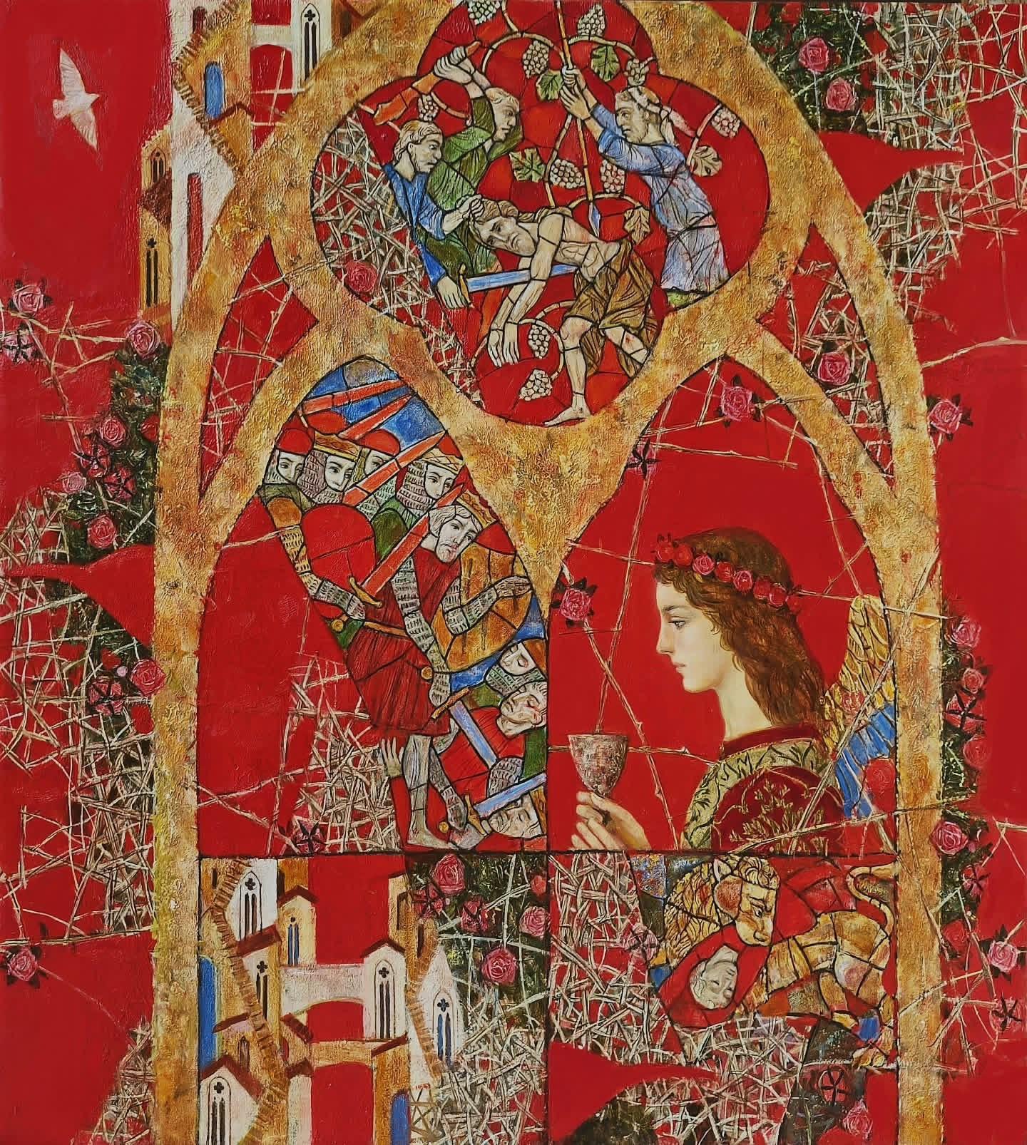Red blood. Original modern art painting