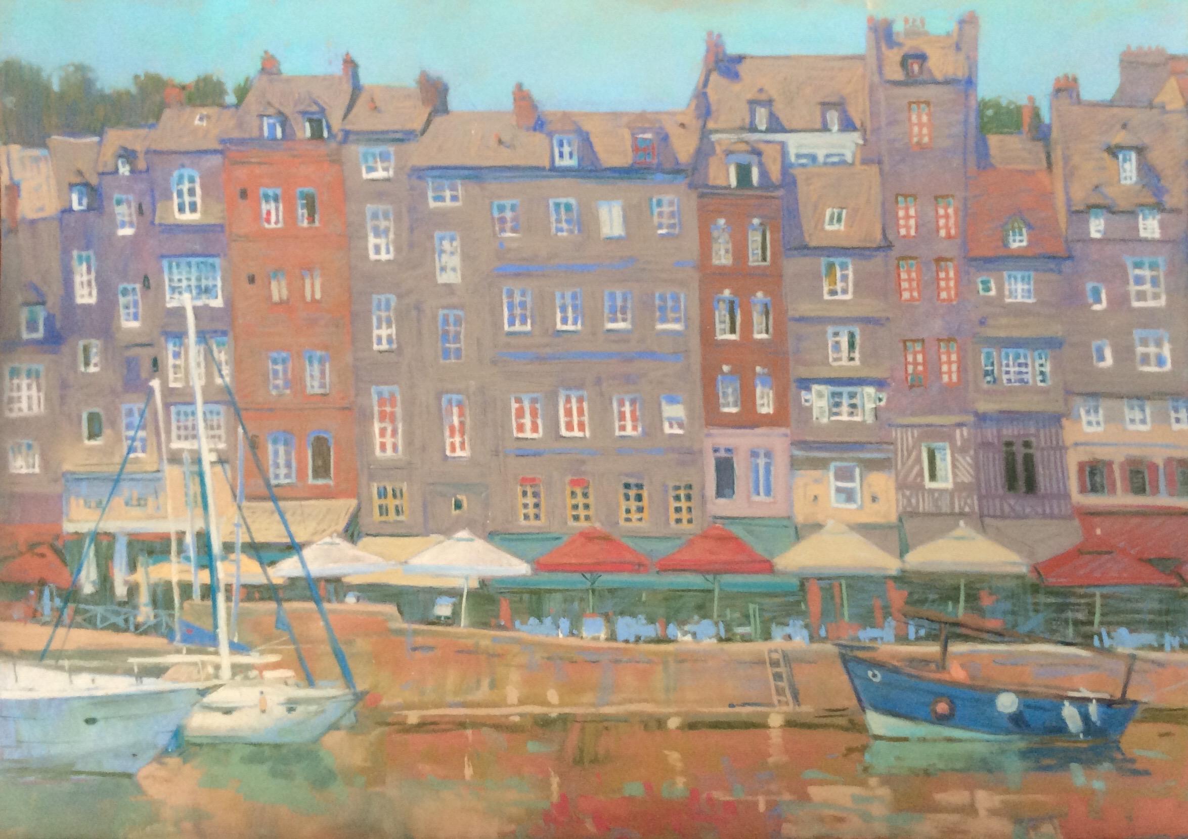 Quay Of Honfleur. Original modern art painting