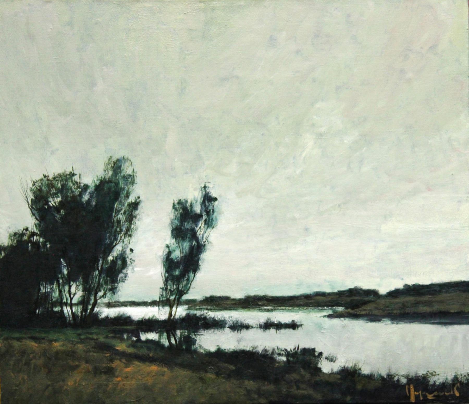 Near the river. Original modern art painting