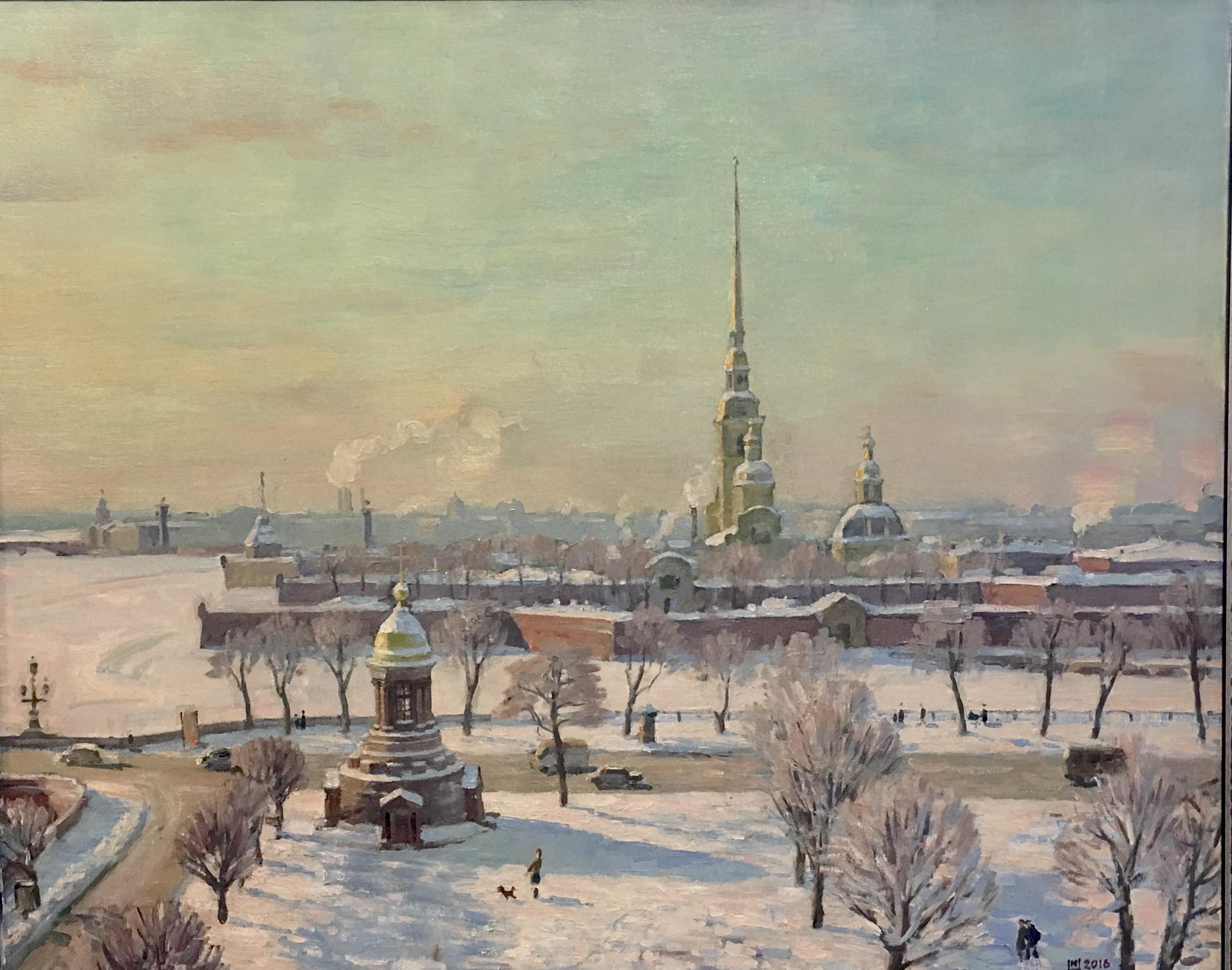 St. Peter and Paul fortress. Original modern art painting