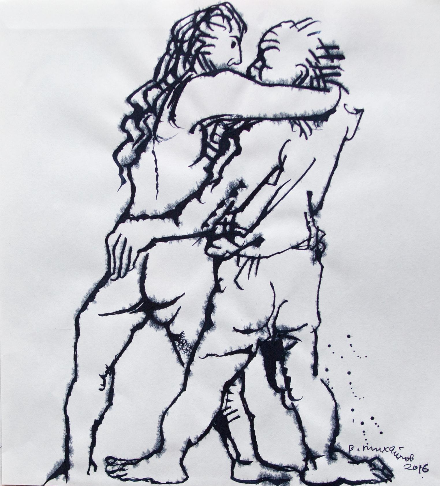系列"艺术家和模特". Original modern art painting