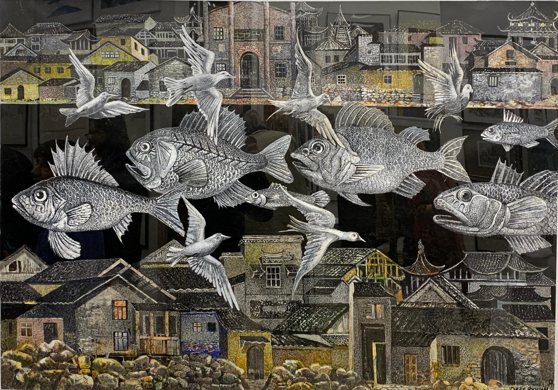 Рыбы плывут. Original modern art painting