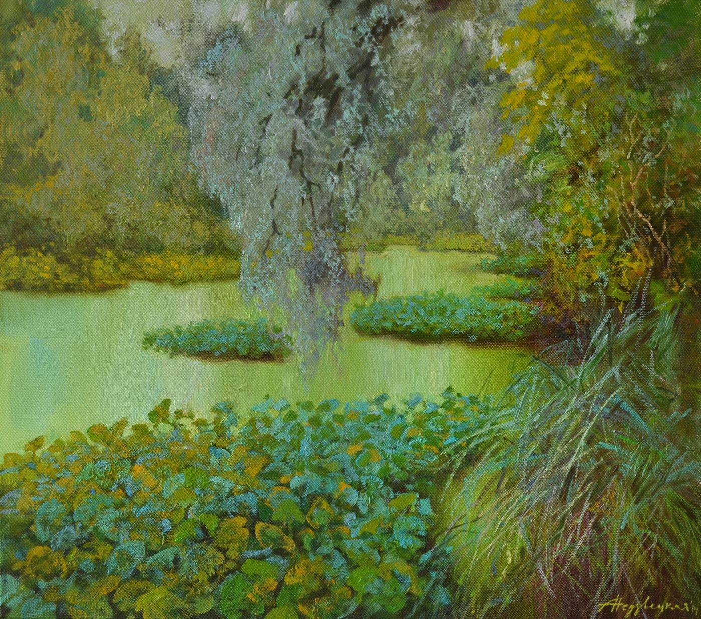 A pond. Original modern art painting