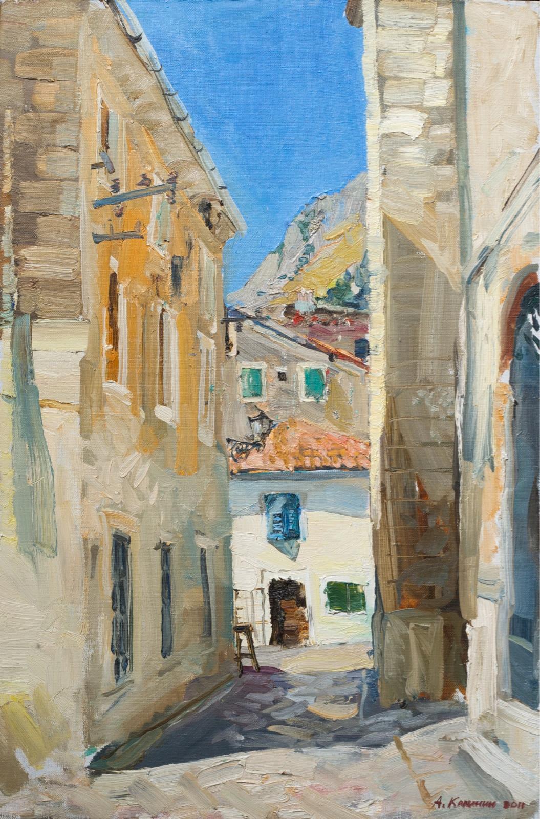 Small street in Kator. Original modern art painting