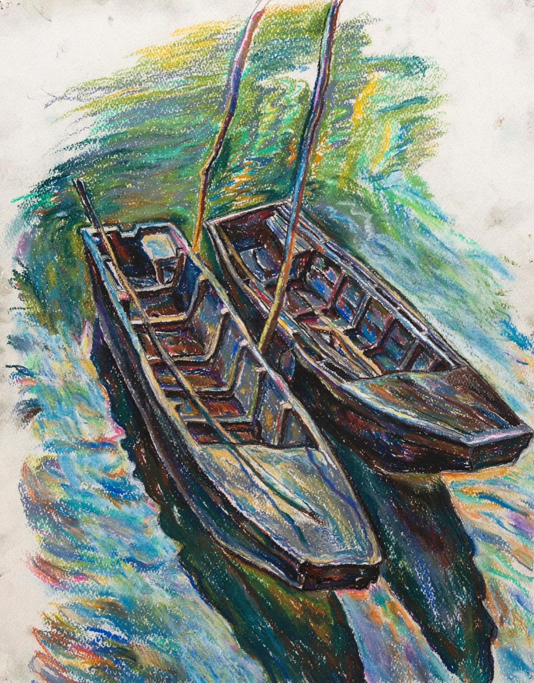 Boats. Original modern art painting