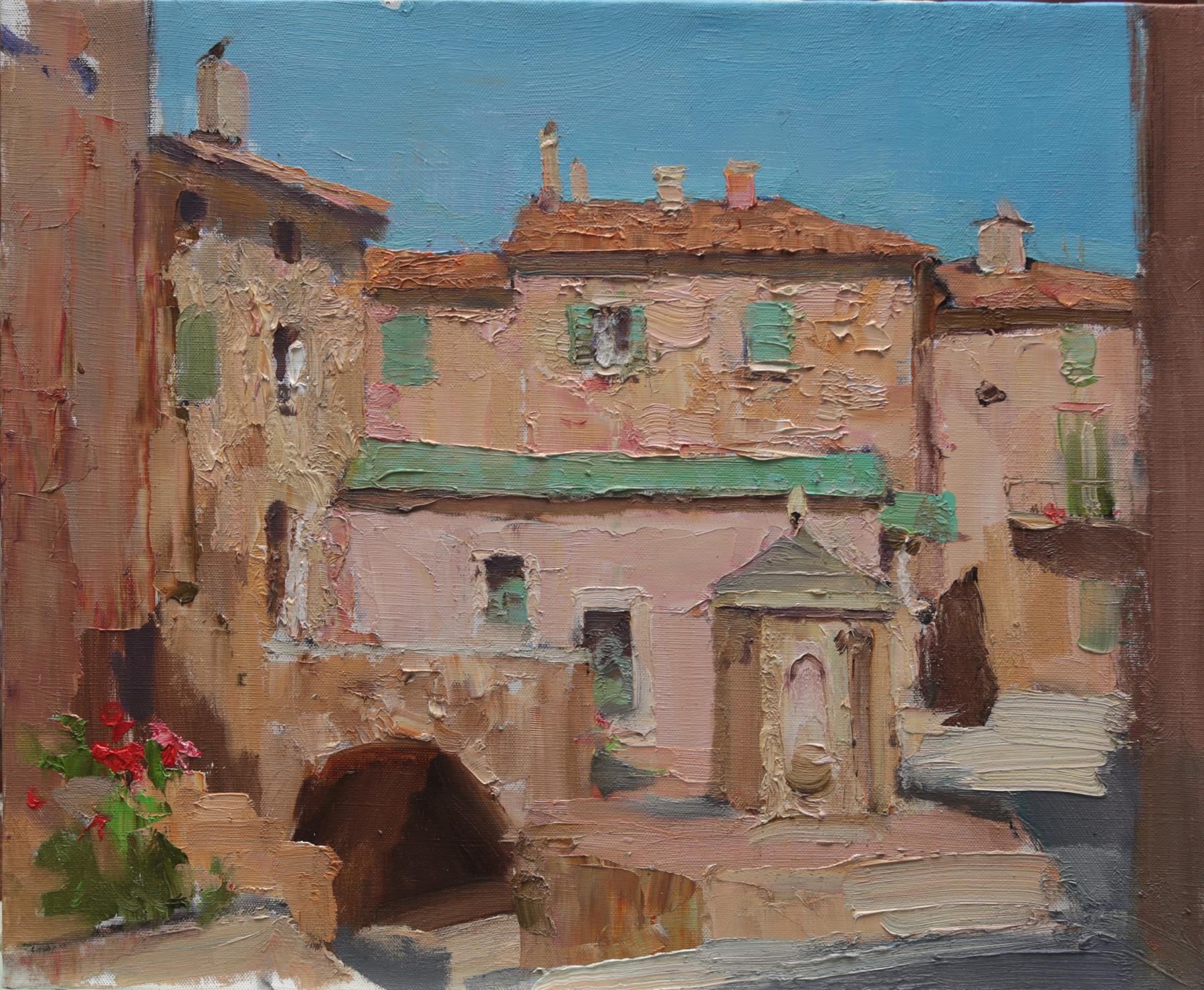 Southern town. Original modern art painting