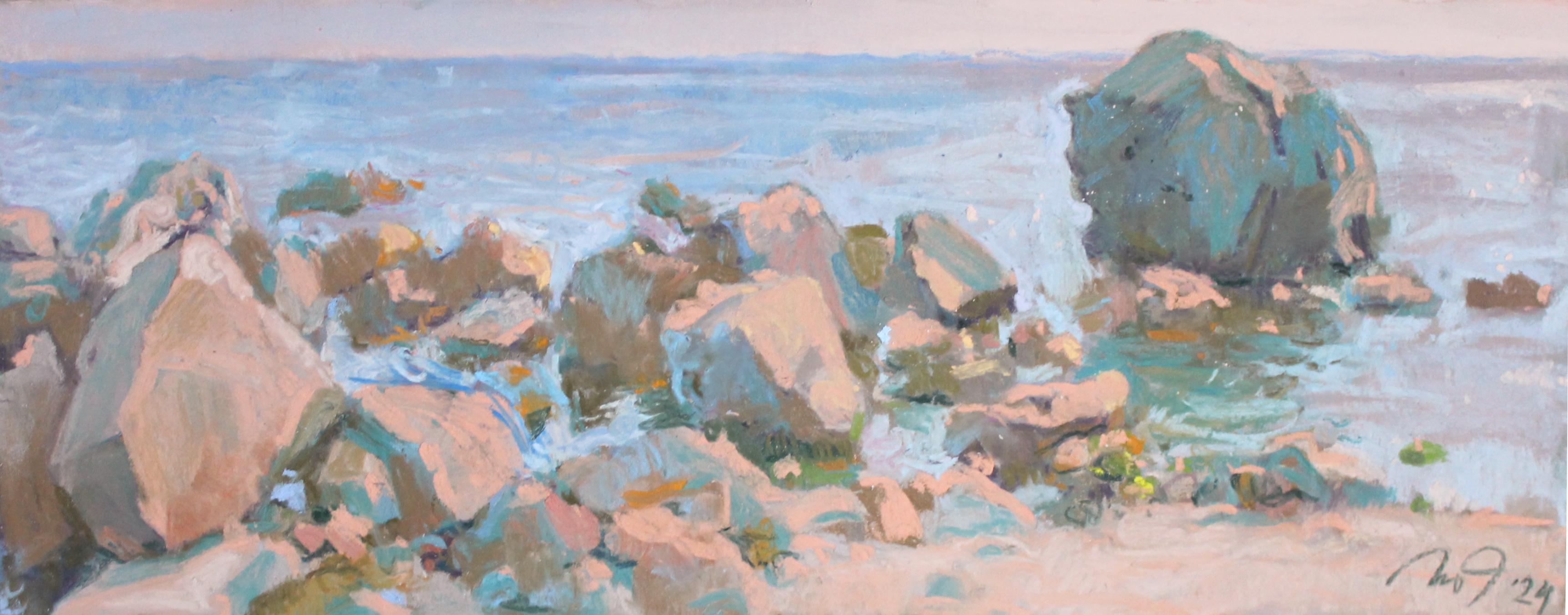 Детский пляж. Полдень. Original modern art painting