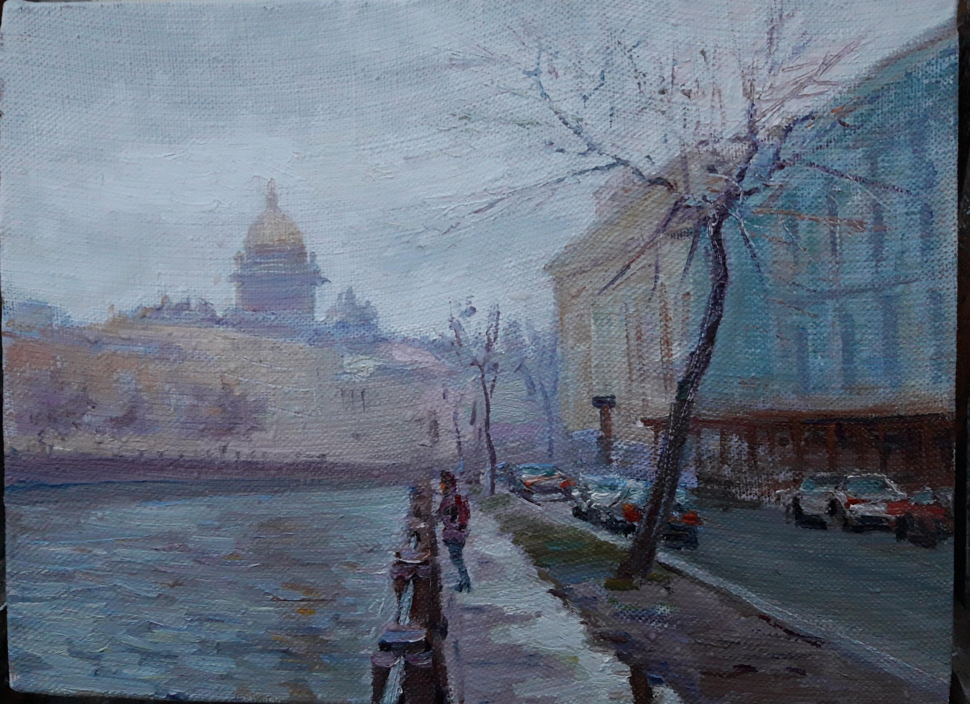 Набережная реки мойки. Original modern art painting