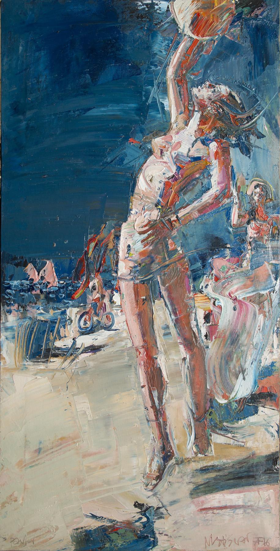 Beach volleyball. Original modern art painting