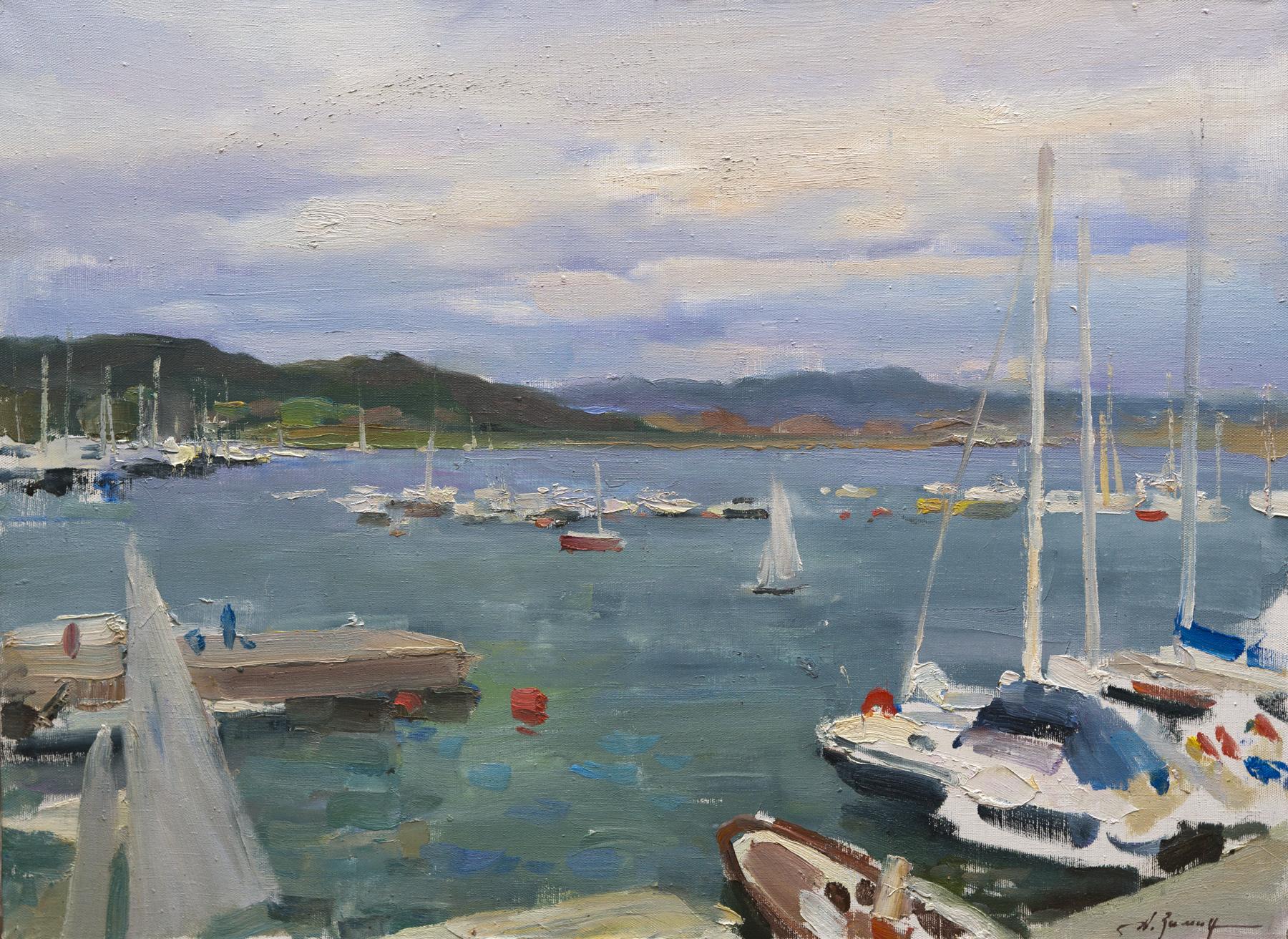 Yachts. Original modern art painting