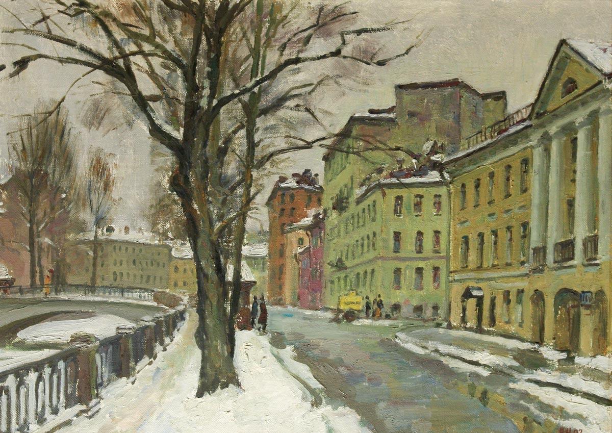 Griboedova kanal. Winter. Original modern art painting