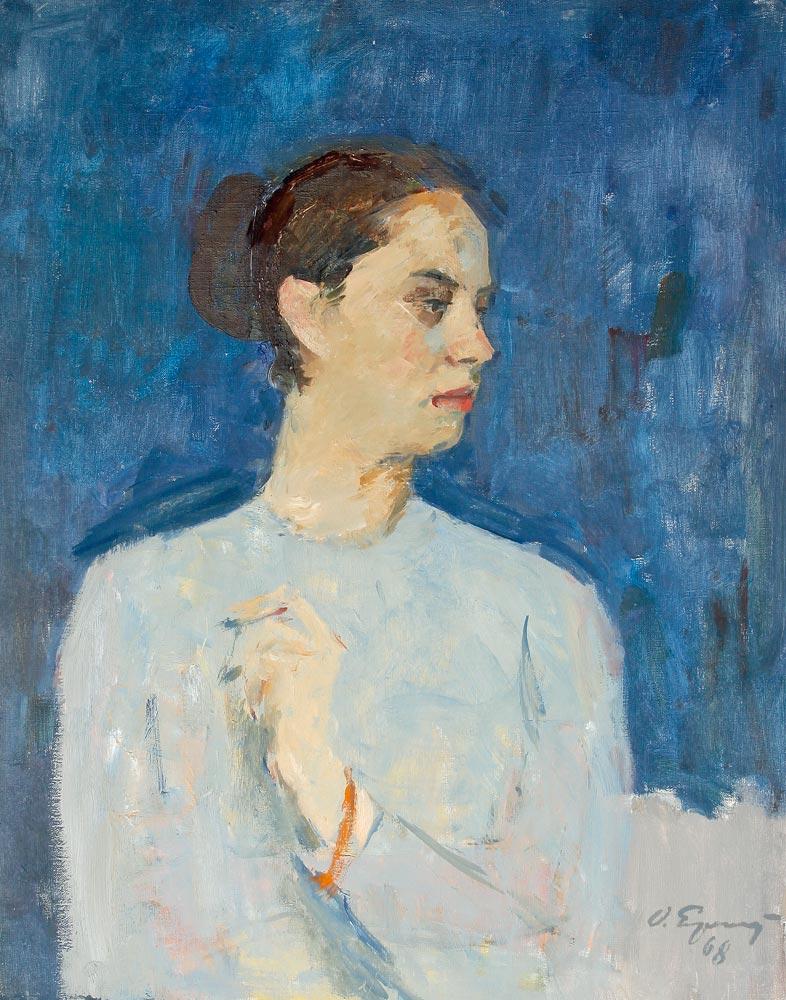 Светлана в синем. Original modern art painting