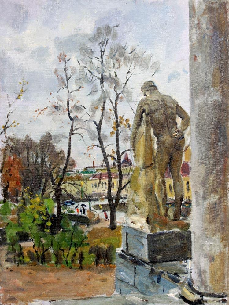 Near Mikhailovsky castle. Original modern art painting