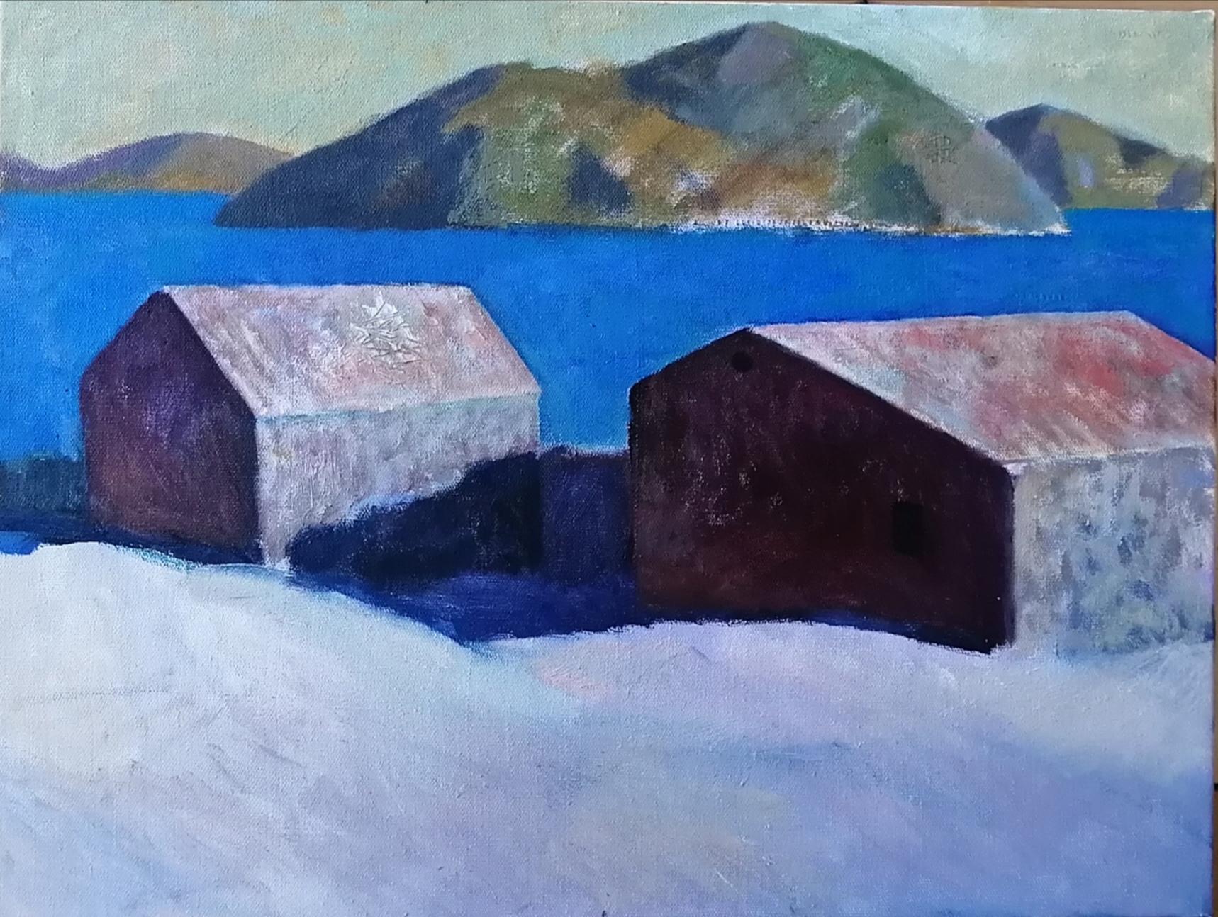 Lake Salagu. Original modern art painting