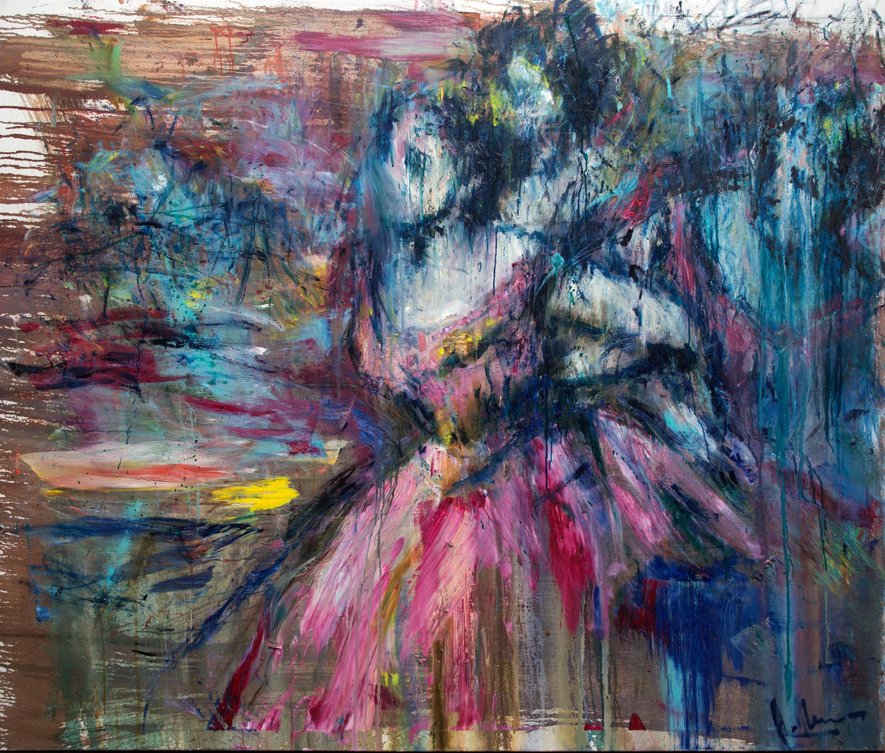 Dance of time (pink). Original modern art painting