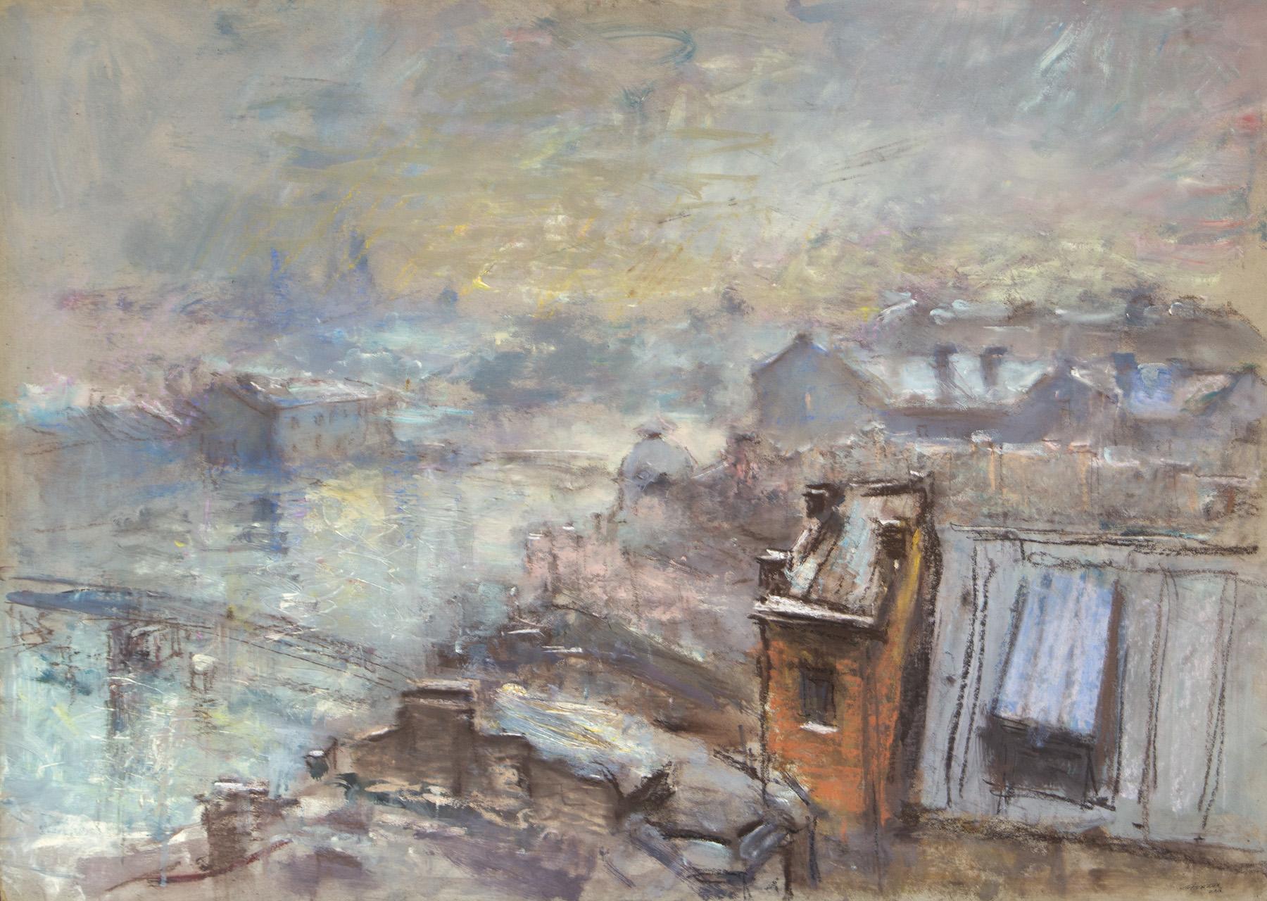 Fontanka. Roofs. Original modern art painting