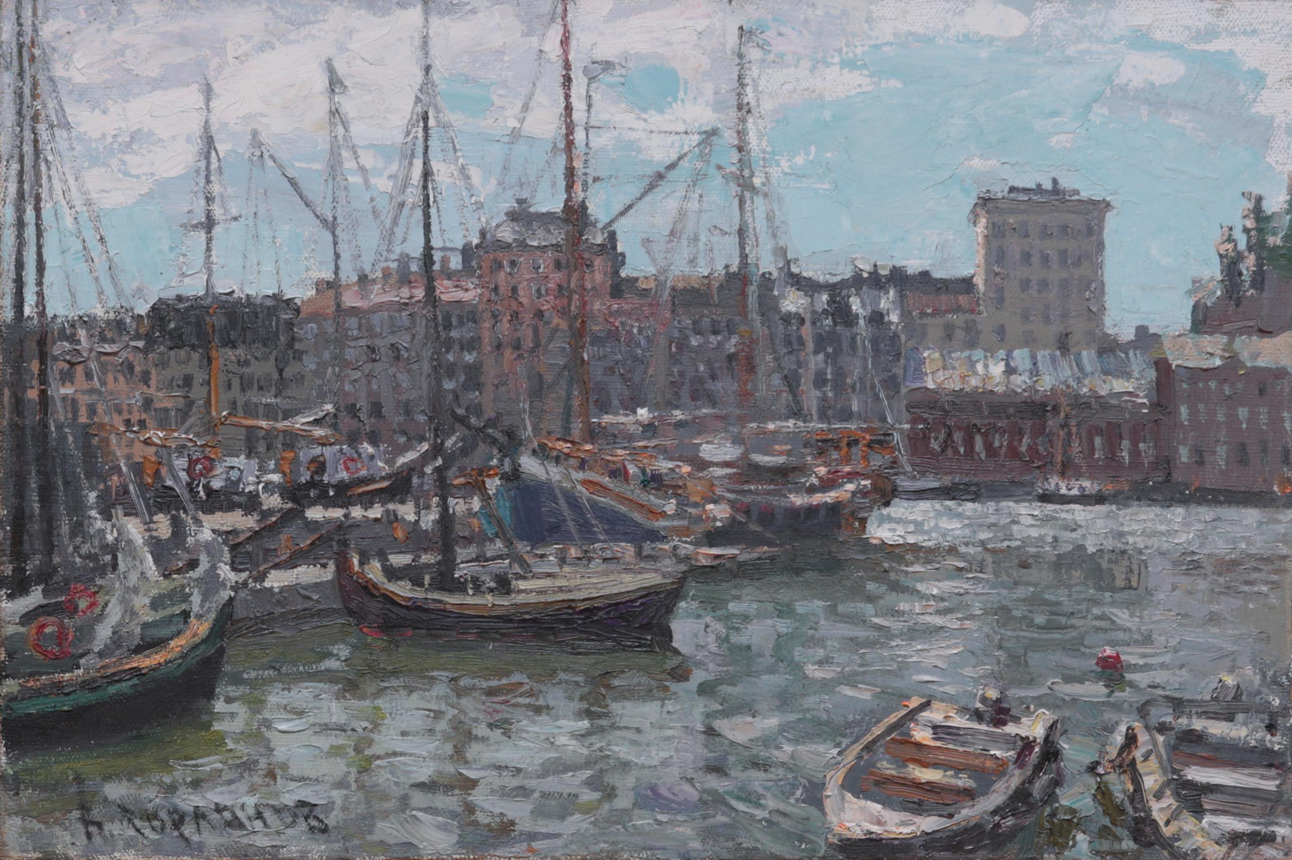 Helsinki. Port. Original modern art painting