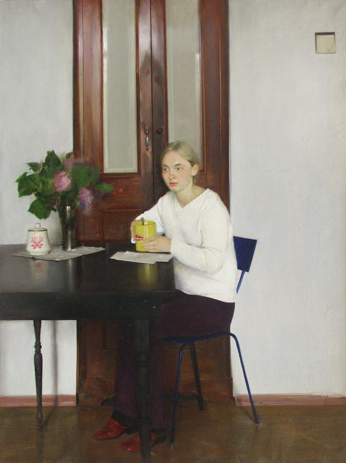 Morning tea. Original modern art painting
