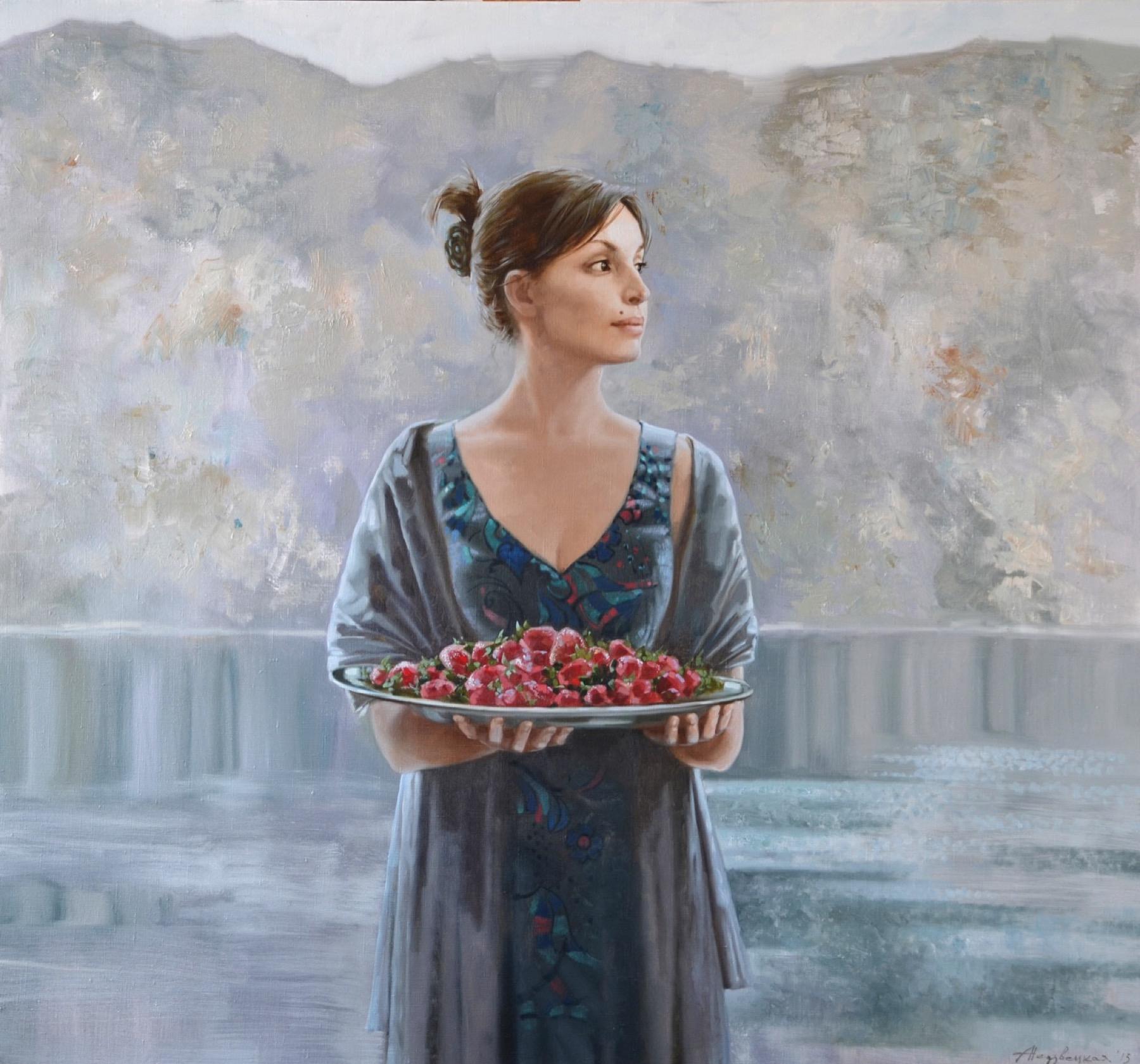 Strawberries. Original modern art painting