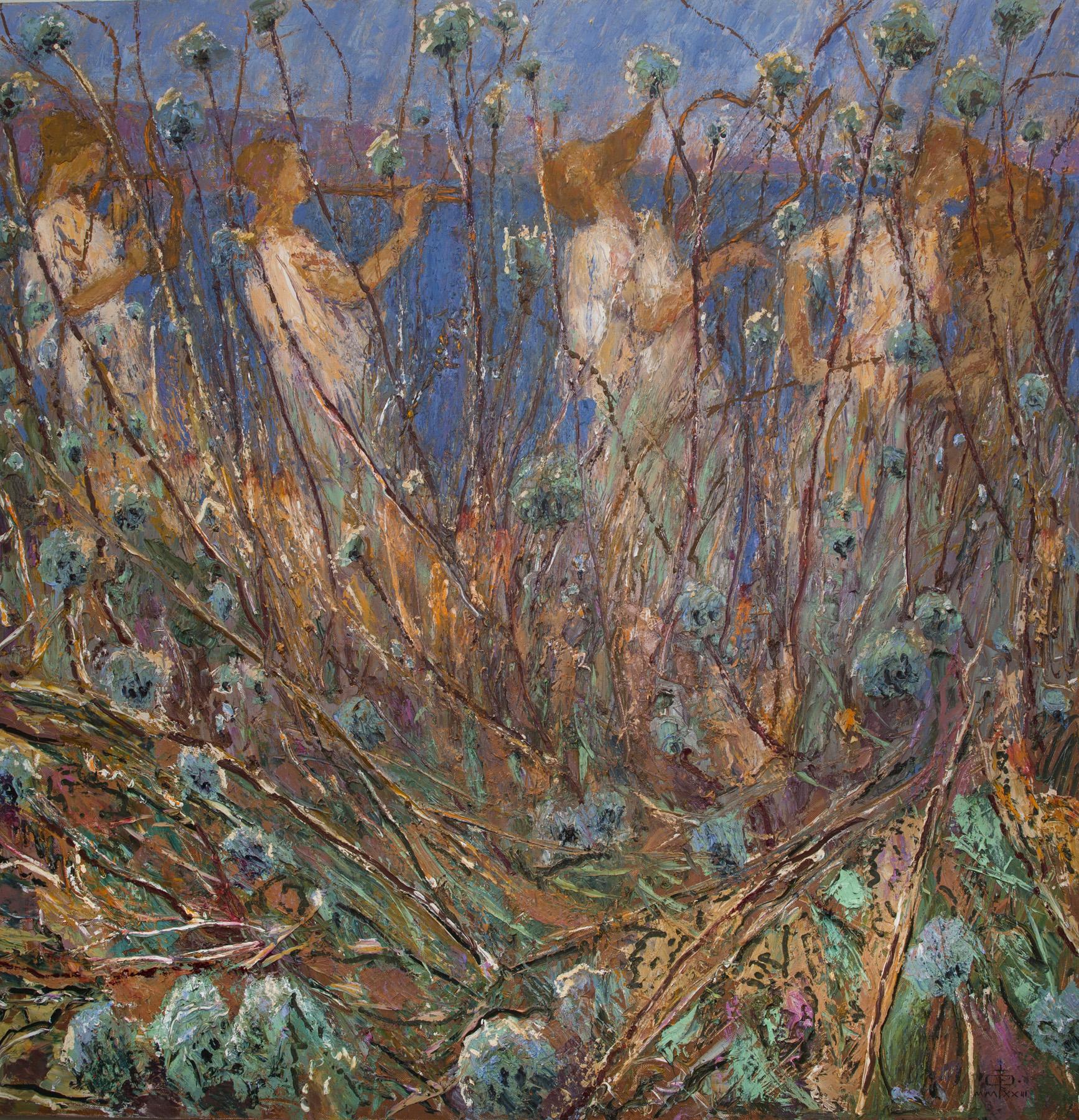 Southern grass. Original modern art painting