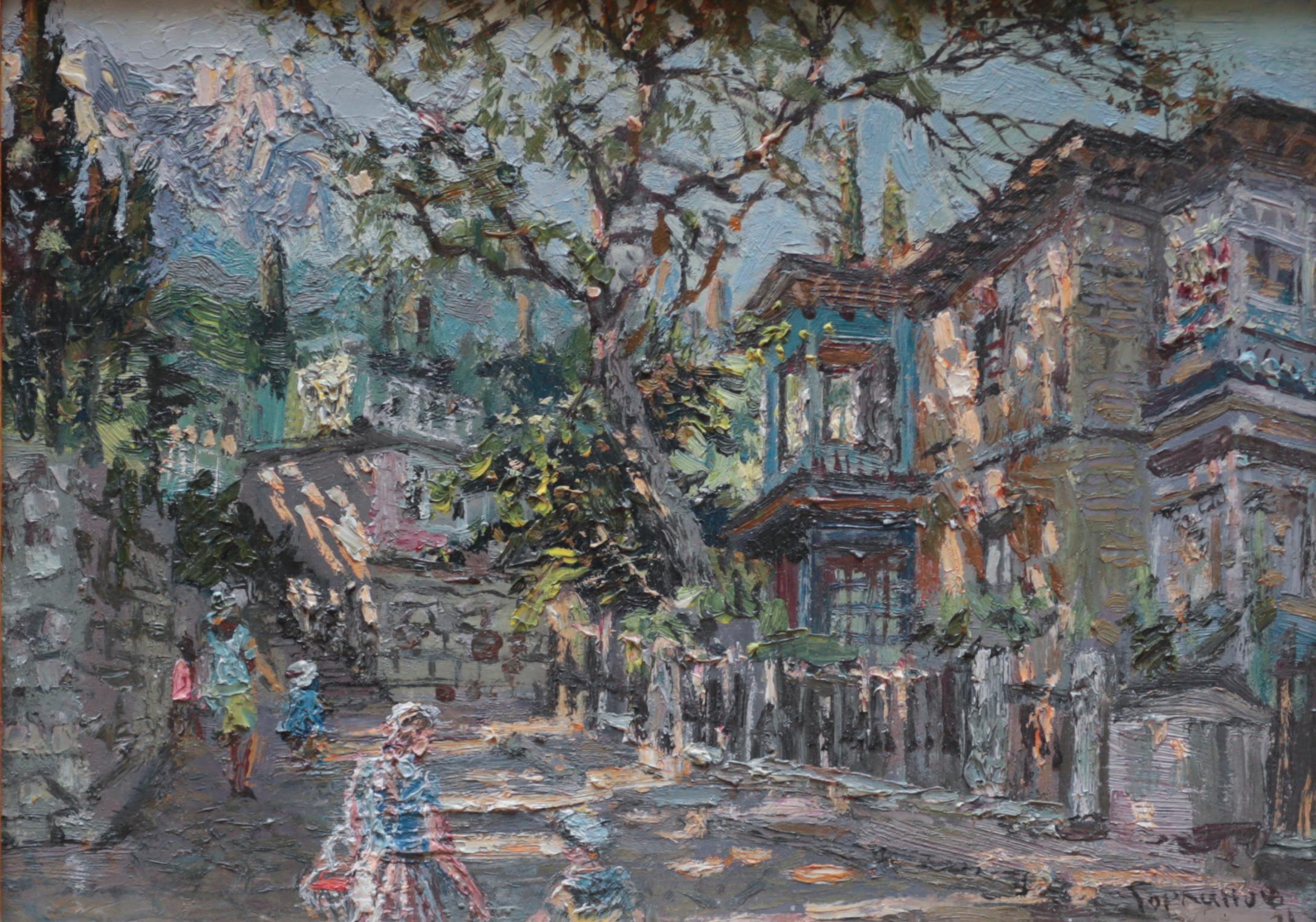 Small street in Alupka . Original modern art painting