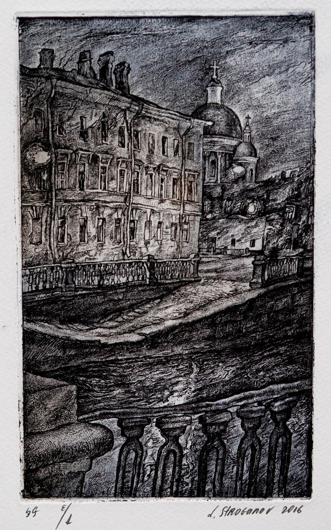 运河和大教堂. Original modern art painting