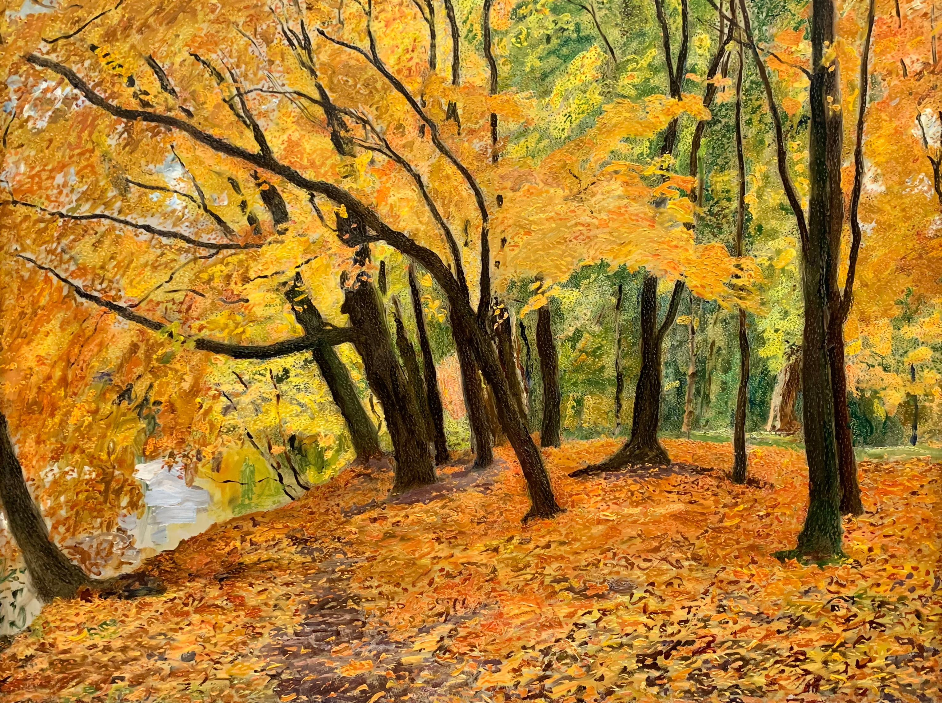 Warm autumn. Original modern art painting