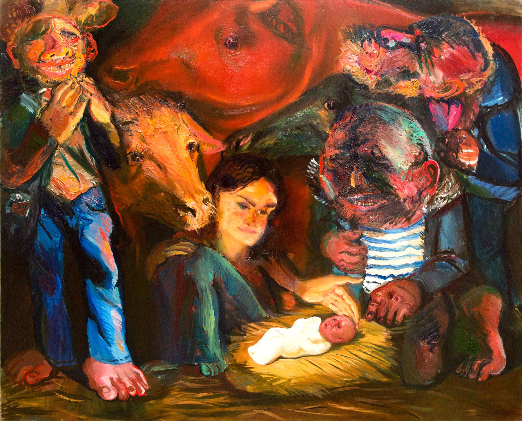 "贤士的崇拜". Original modern art painting