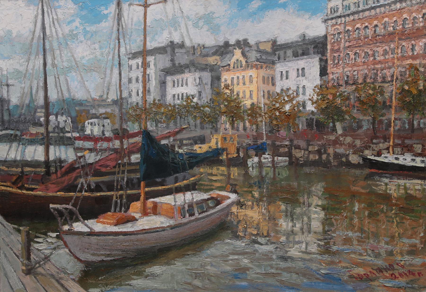 Helsinki. Boats. Original modern art painting