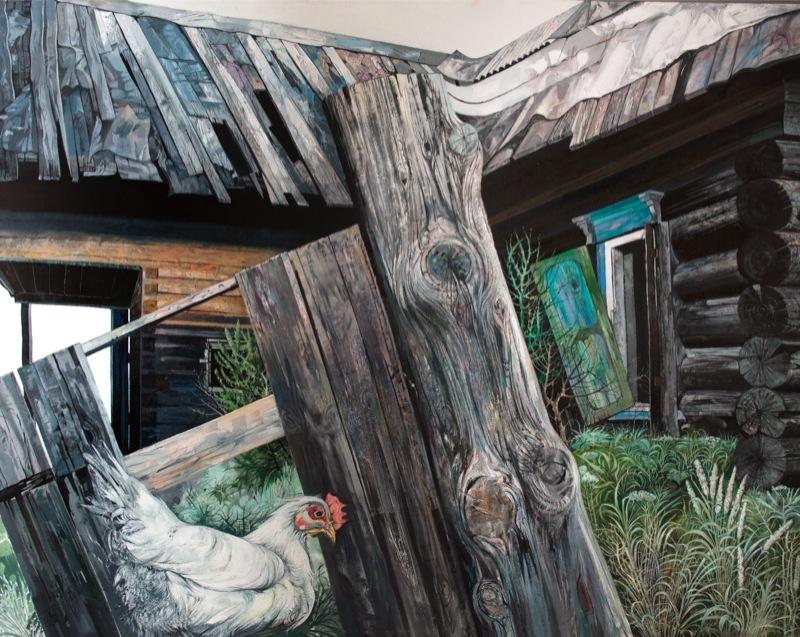 无家可归的鸡. Original modern art painting