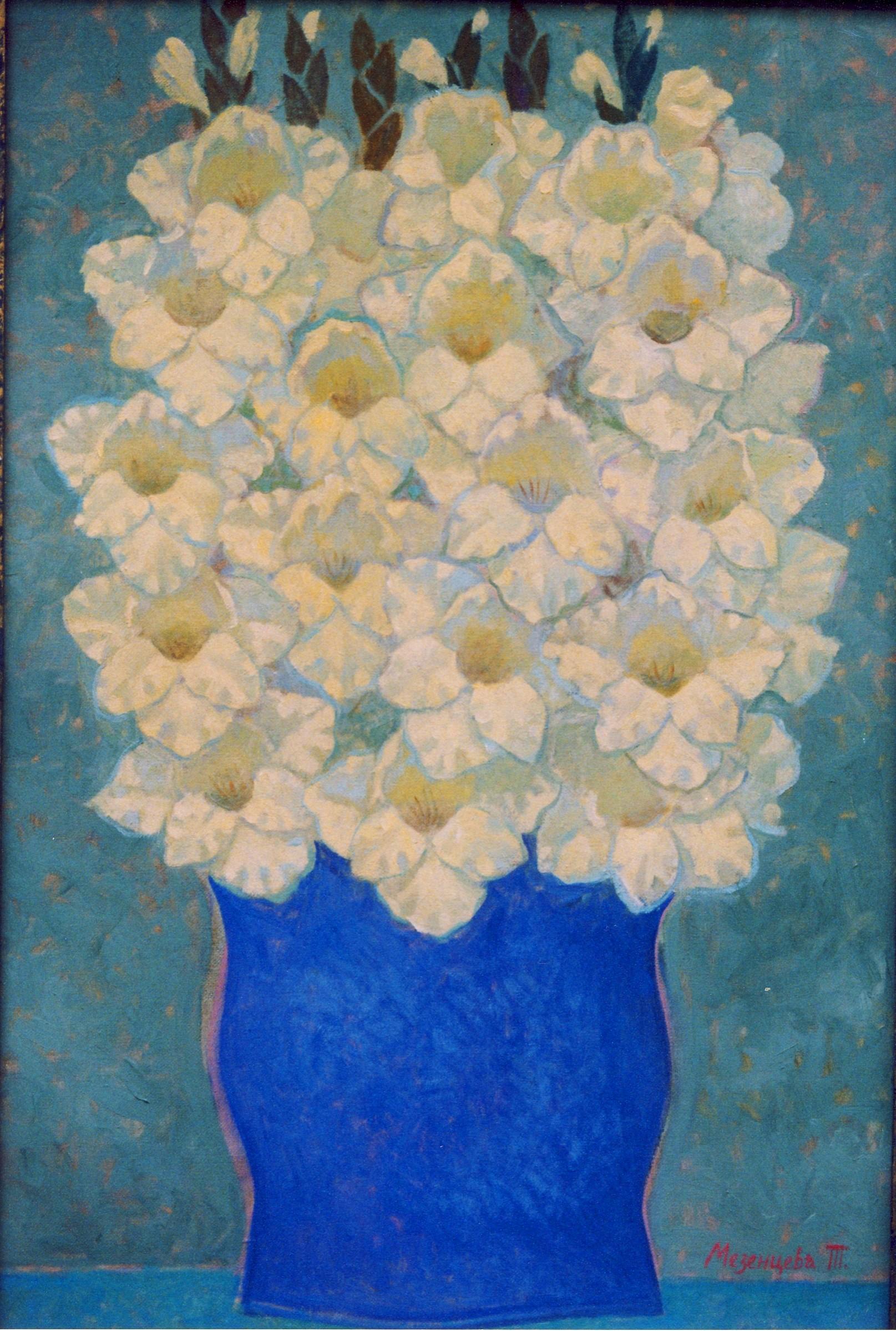 White gladioli.. Original modern art painting