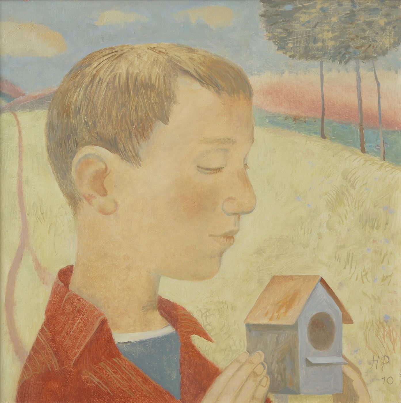 Birdhouse. Original modern art painting