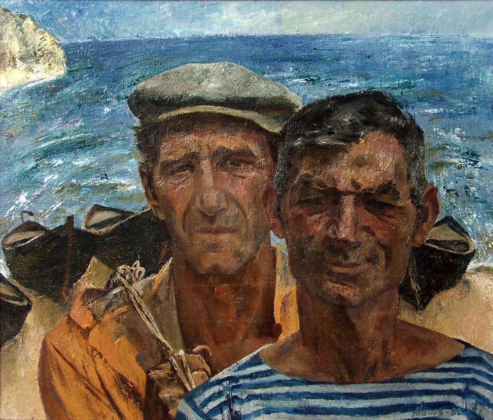 Azov fishermen. Original modern art painting