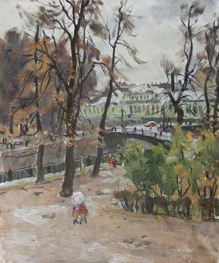 Near the Summer Garden. Original modern art painting